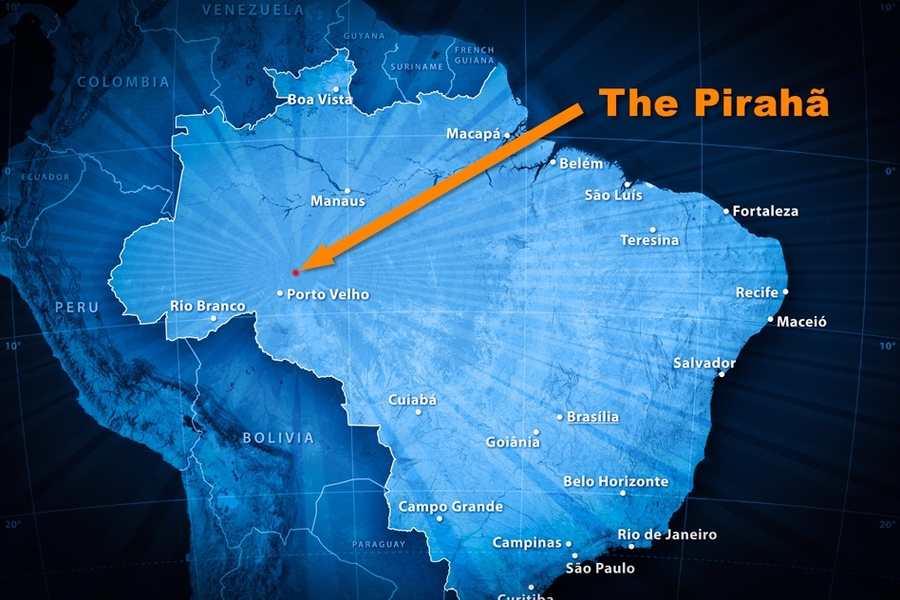 Map of Pirahã in the Amazon of Brazil.